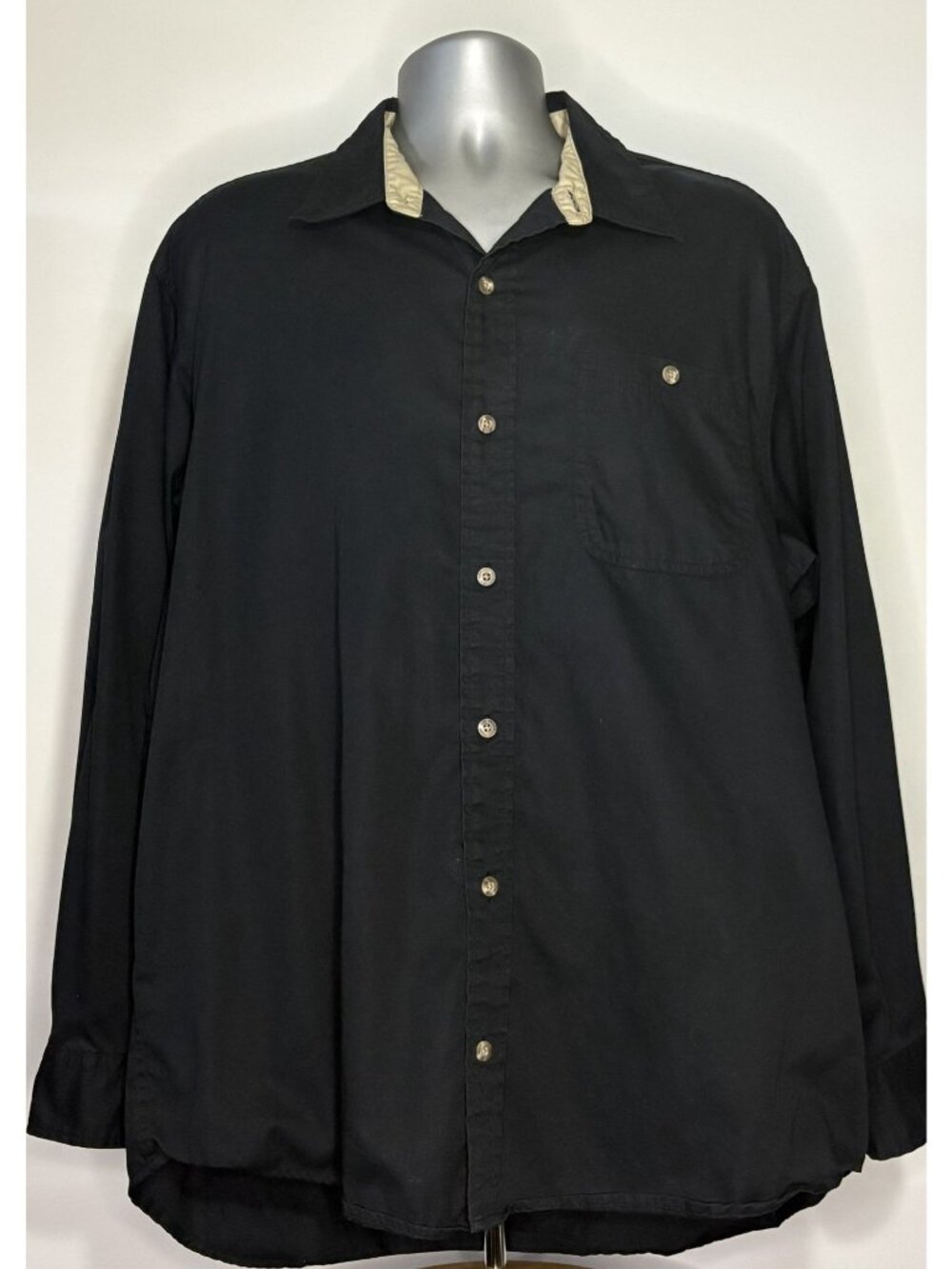 RedHead Men's Black Long Sleeve Shirt Collar Button Up Shirt Cotton Men's XL - Picture 9 of 12
